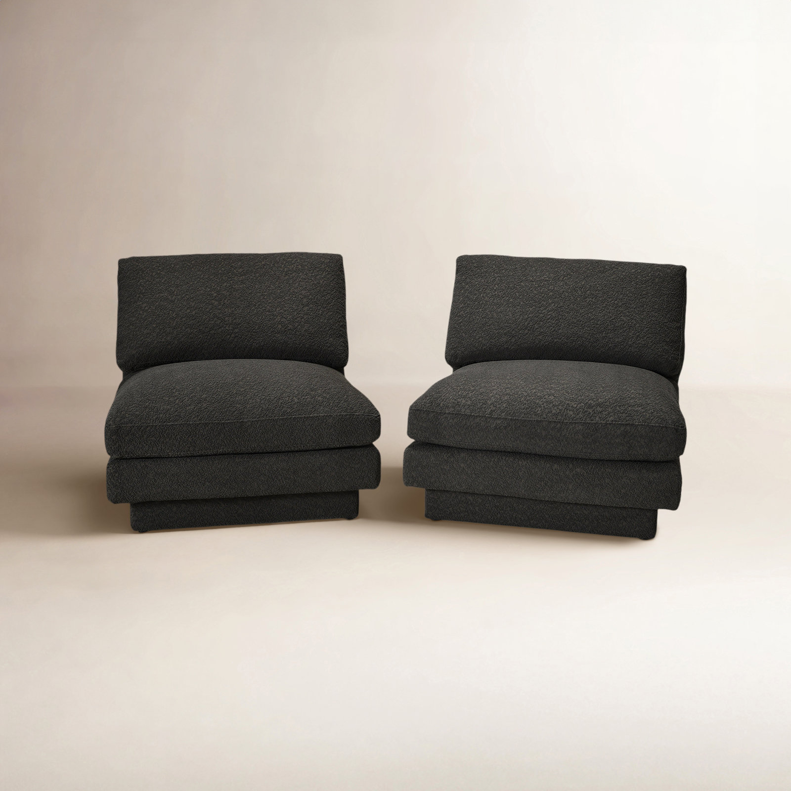 Woolf Boucle Slipper Chair, Black Boucle