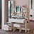 Makeup Vanity Desk With Mirror & LED Lights, Stool-1458248748