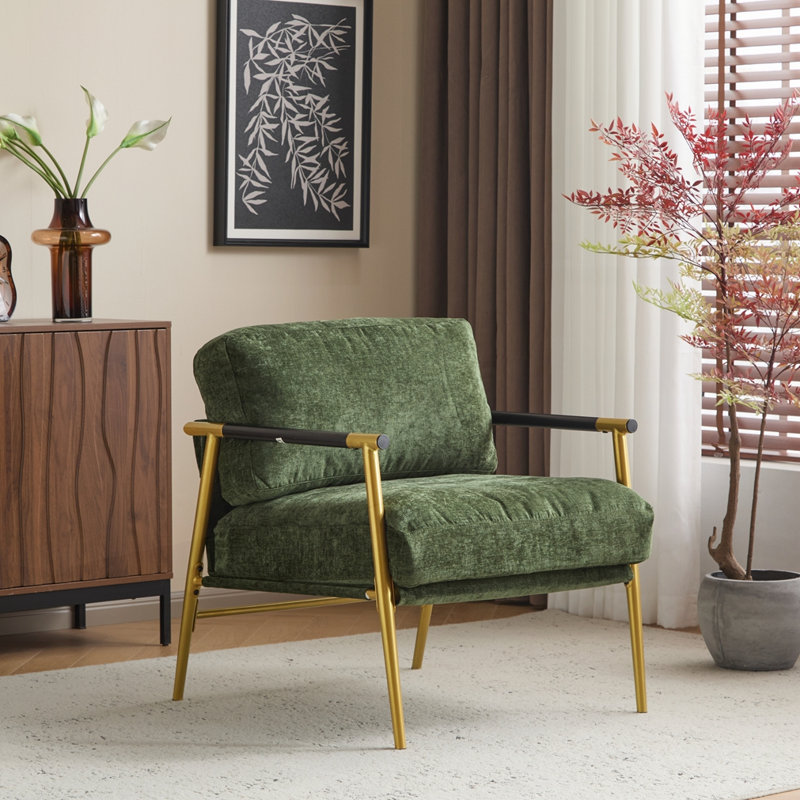 Chaise d'appoint moderne 27,56 po, Vert, Doré
