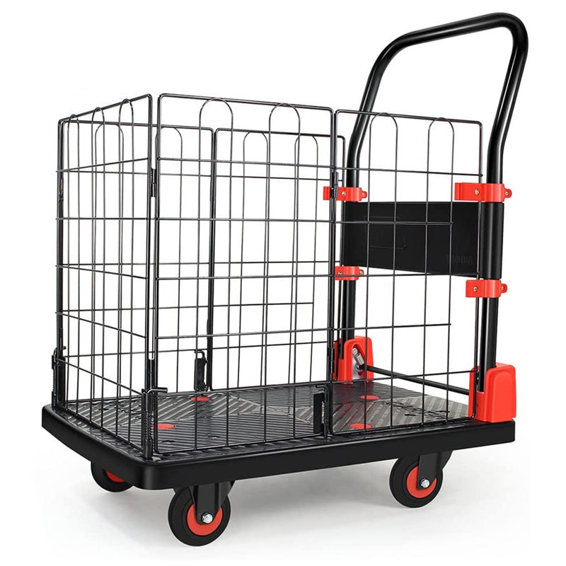 Chariot-chariot pliable, H 33,9 po x l 28,5 po x P 19,1 po, Noir / Rouge