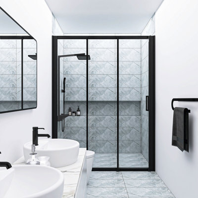 56-60" W X 70" H 3-Panel Sliding Frame Shower Door With 1/4" Clear Glass