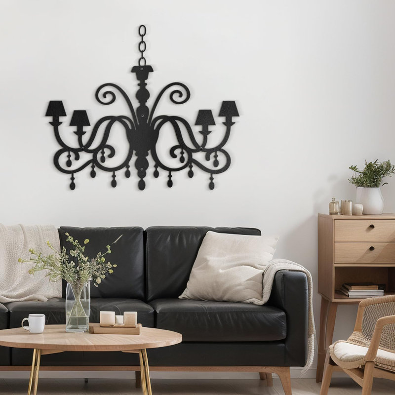 Wall Decor Metal, Black, 30" H x 36" W x 0.05" D