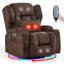 Fauteuil inclinable, berçant et pivotant à double moteur avec massage et chaleur, brun velours, 2 fauteuils-1288808598