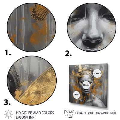 Flying Butterflys in Gold - Impression sur toile tendue