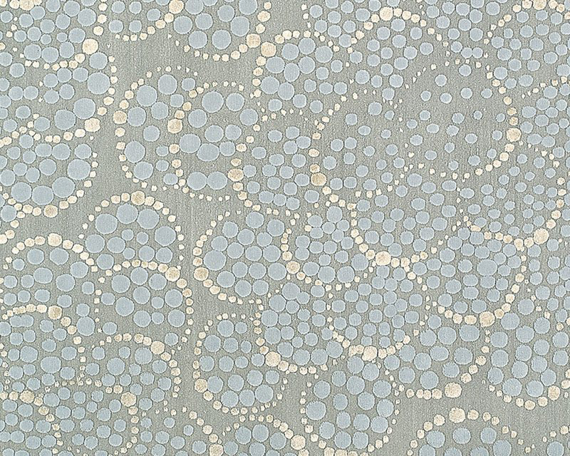 Effervescence Polka Dots Area Rug in Beige/Blue/Gray, Rectangle 3' x 5'