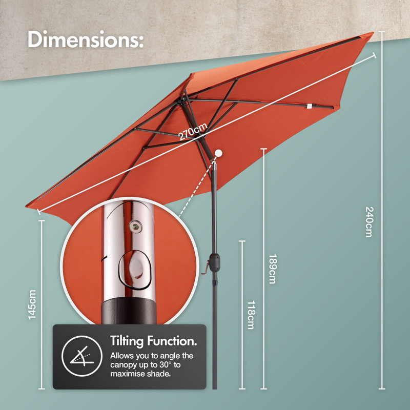 VonHaus Parasol 2.7M, Orange
