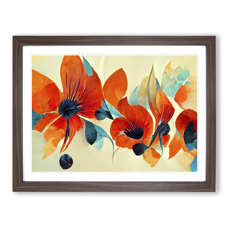 Flowers - Framed Print, 34cm H x 46cm W, Walnut Framed