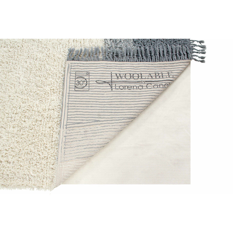 Free Your Soul Wool Striped Area Rug in White/Gray, Rectangle 4'7" x 6'7"