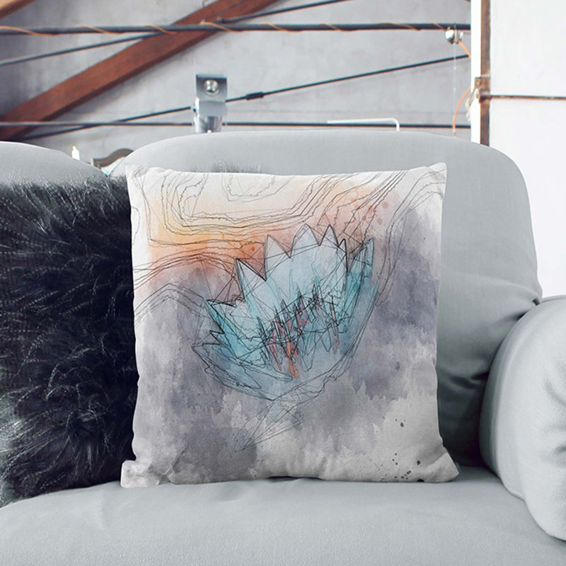 Lotus Flower Cushion with Filling, 55cm H x 55cm W x 20cm D, Stone
