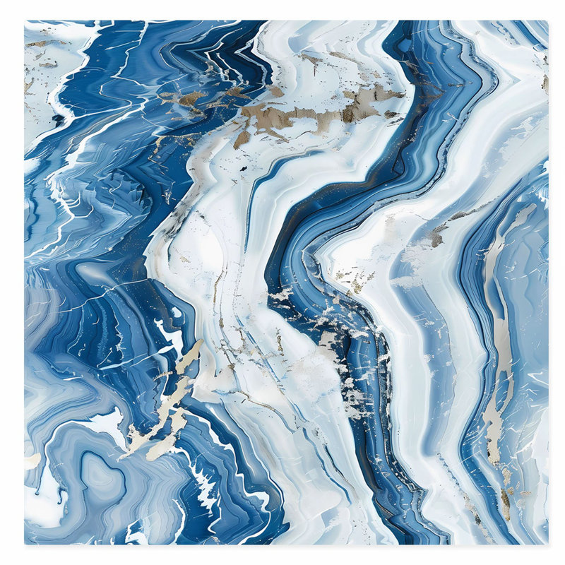 Abstrait, art abstrait en marbre bleu cristal V moderne, H 10 po x l 10 po
