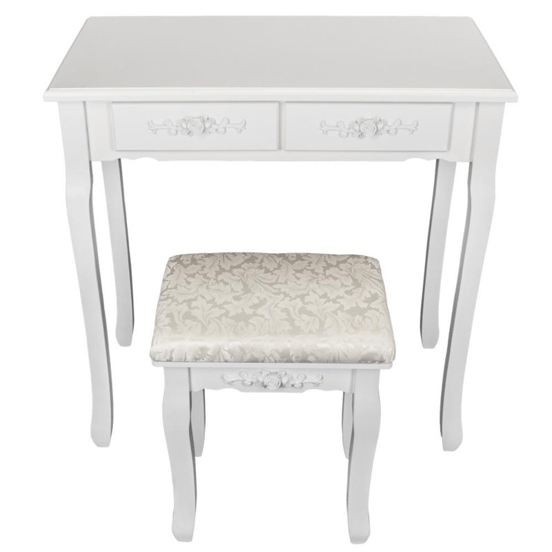 Solid Wood Accent Stool, White