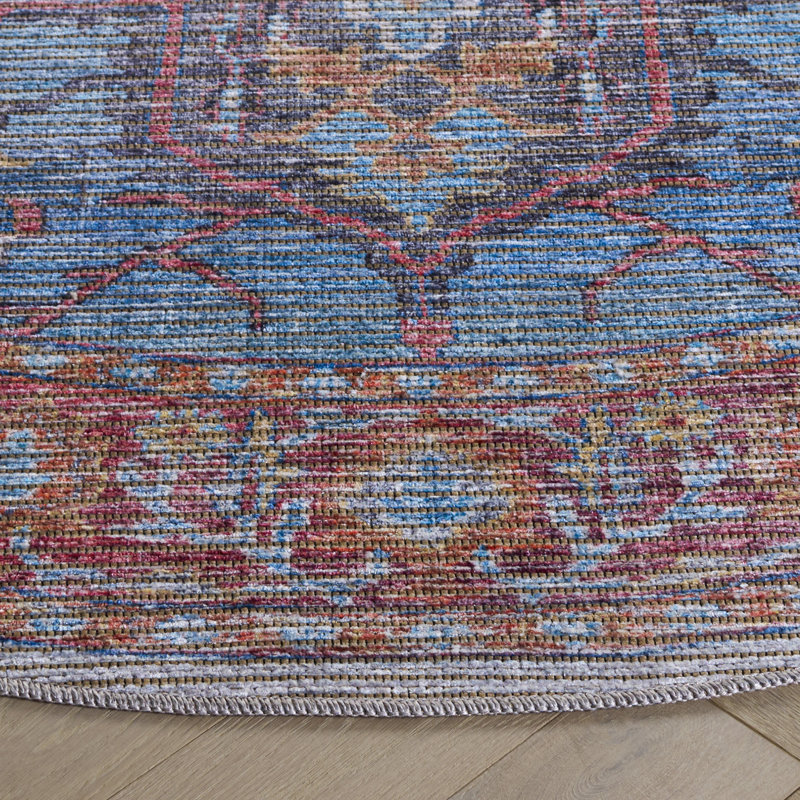 Oriental Blue/Pink Area Rug, Round 6'7"