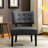 Gray Blended Leather Accent Chair With Oversized Tufting - Fine Craftsmanship Back Relaxing Seating-730190392