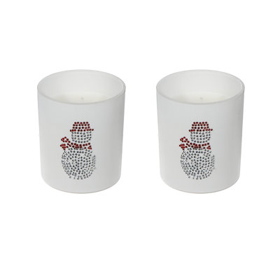 Bougie parfumée 7 oz blanc mat (bonhomme de neige) (myrrhe et tonka) - ensemble de 2