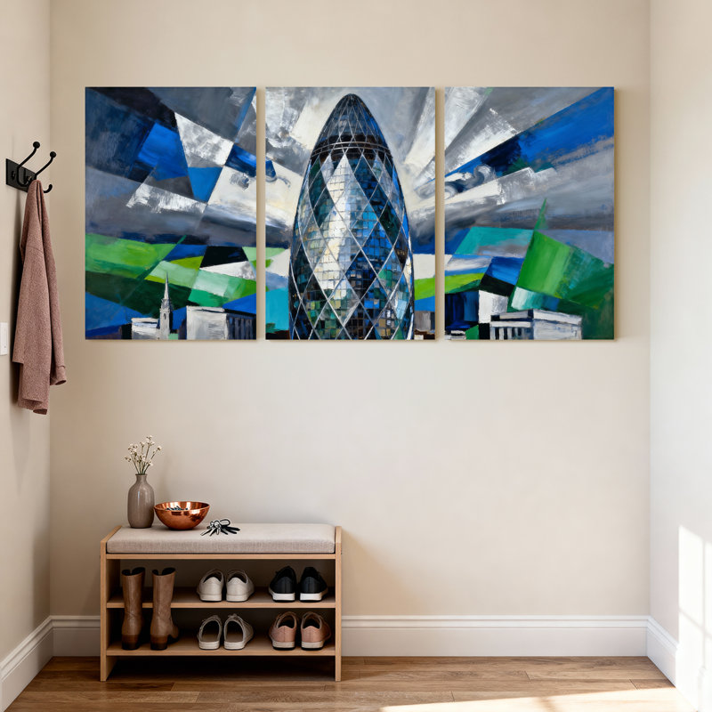 Cités et pays, ensemble de 3 reproductions d'art sur toile, H 18 po x l 36 po