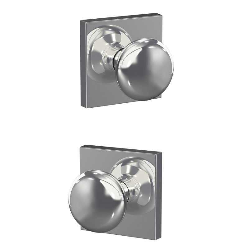 Plymouth Non-Turning Knob with Collins Trim, Bright Chrome