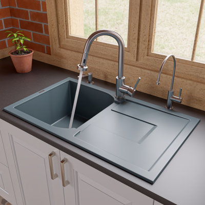 33.88'' L Single Bowl Granite Kitchen Sink