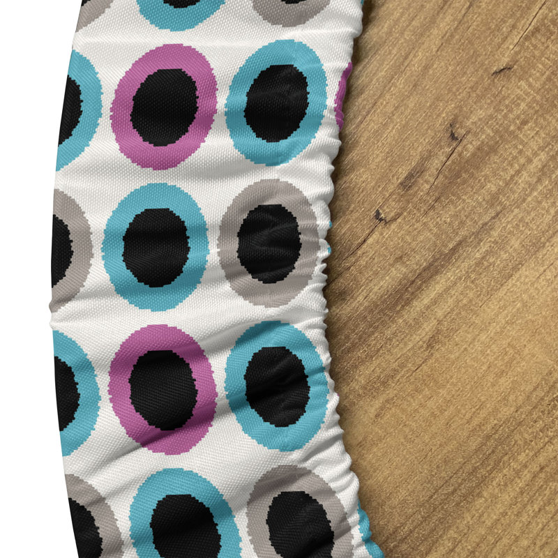Gracie Oaks Geometrical Fitted Round Tablecloth Multicolor