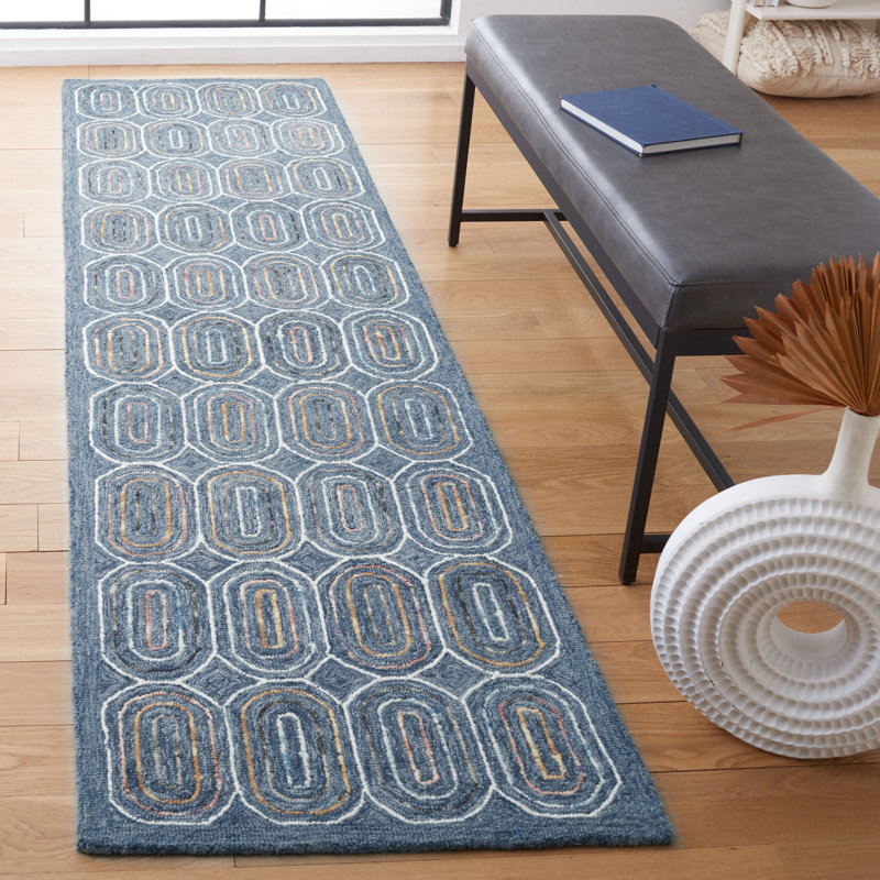 Dietlinde Hand Tufted Wool And Cotton With Latex Geometric Rug, Runner 2'3" x 9'