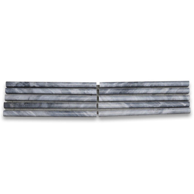 Bardiglio 1" x 12" Marble Grid Mosaic Wall & Floor Tile, Dark Gray
