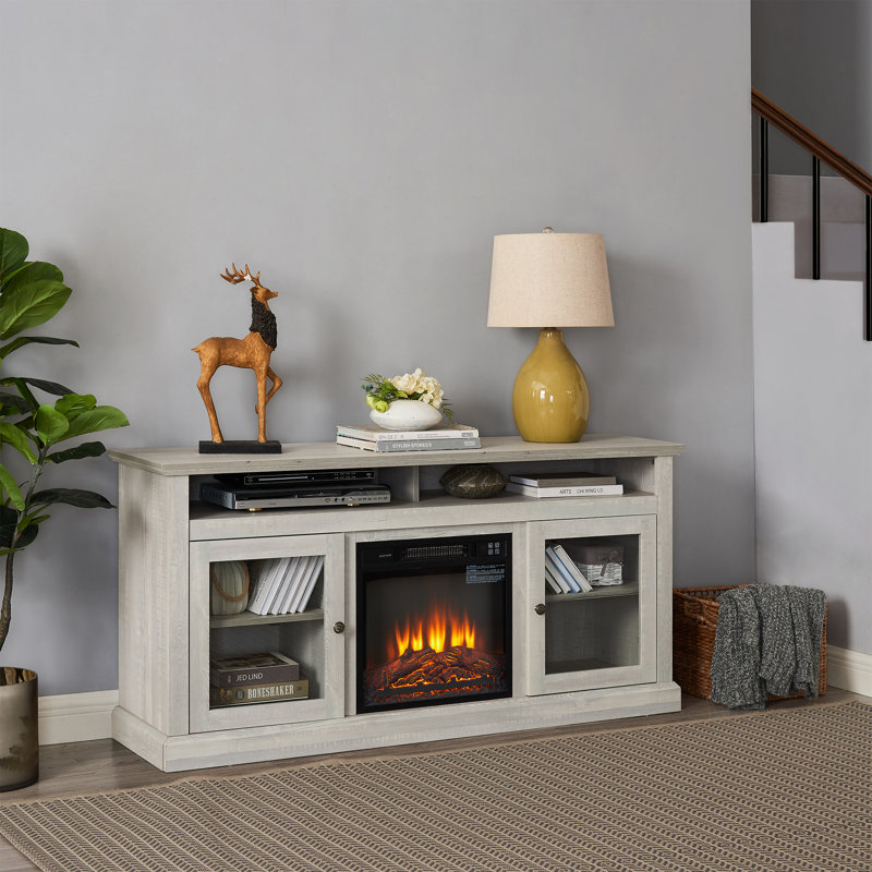 60" Fireplace Entertainment Center with Storage Modern Cabinets TV Stand for 65" TVs Living Room Media Console,Gray, Gray
