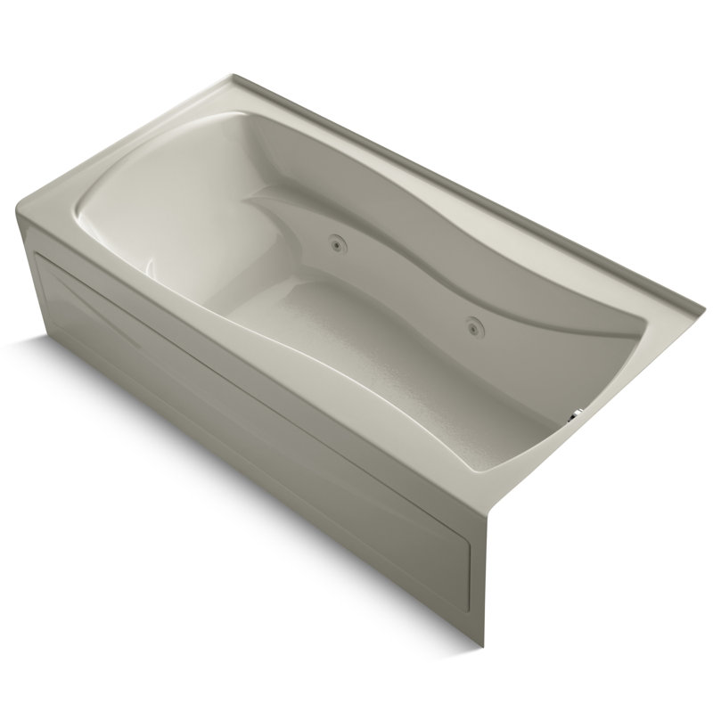 Mariposa® 72" x 36" Alcove Whirlpool Acrylic Heater Bathtub, White, Right