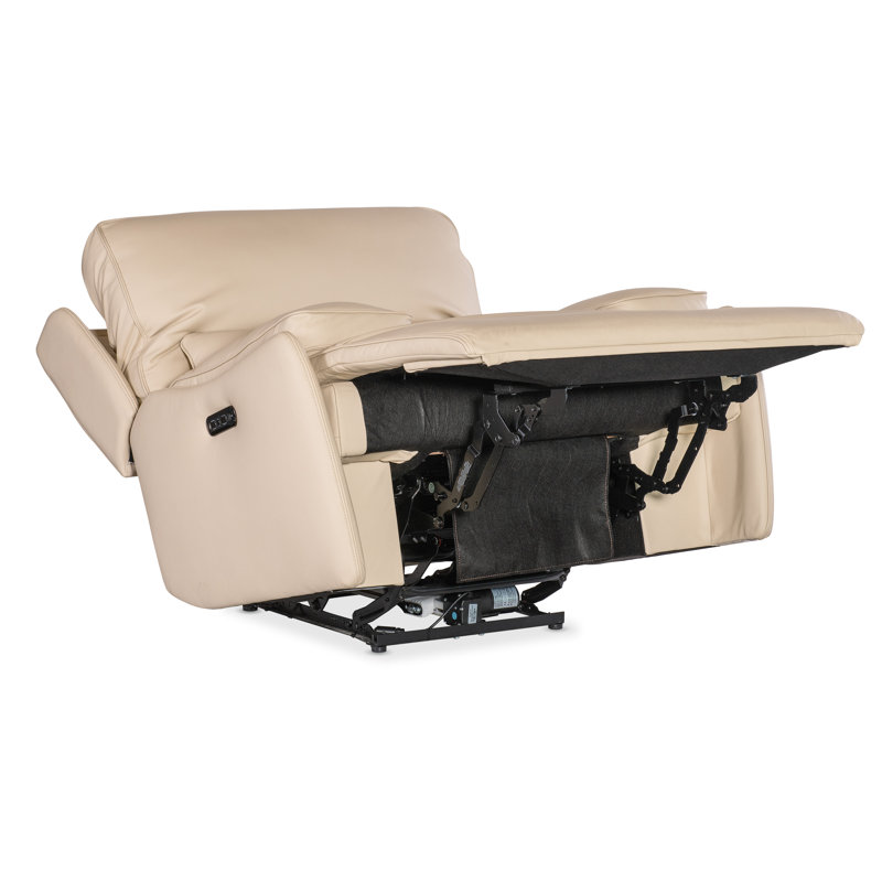 Oslo Ivory Leather Zero Gravity Power Recliner with Headrest