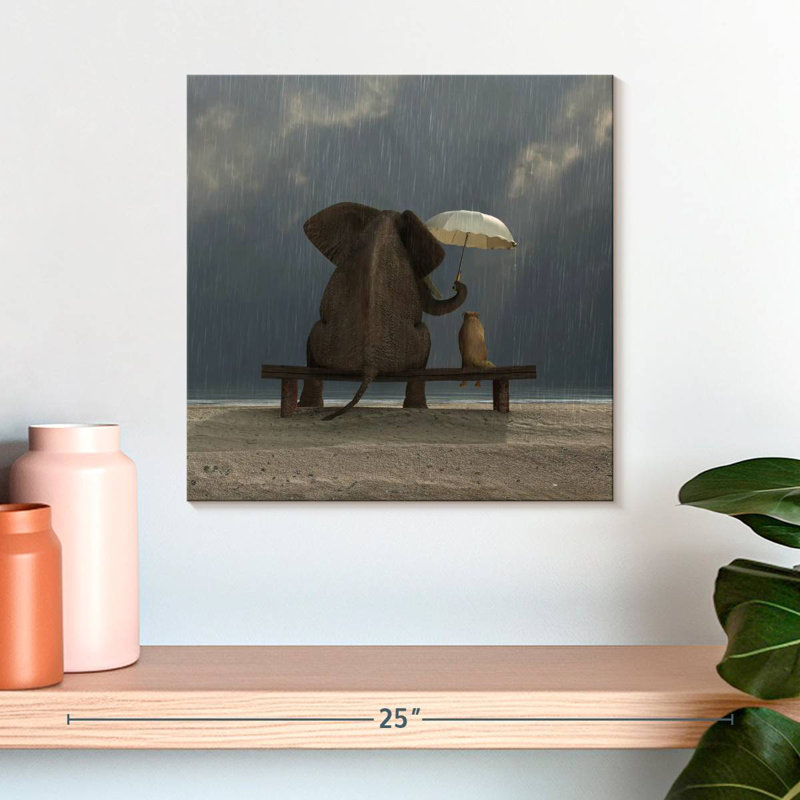 Ashelle éléphant et chien, H 16 po x l 16 po
