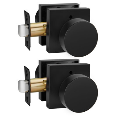 Boutons de porte intérieurs noirs d'intimité, poignée de porte intérieure en alliage de zinc robuste, boutons d'intimité contemporains, intérieur de bouton de porte noir mat pour la salle de bain (paquet de 2)