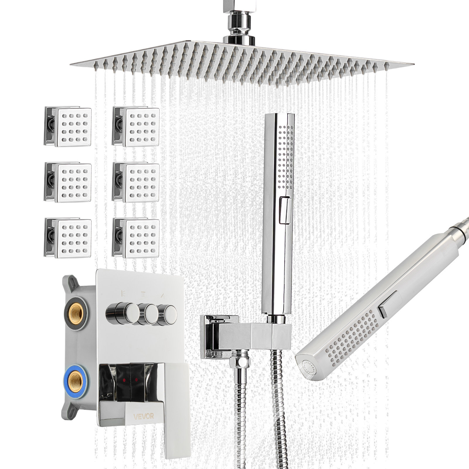 Shower Rota VEVOR Shower Faucet Set, 10 Inch Ceiling Mount Rainfall Shower System ...