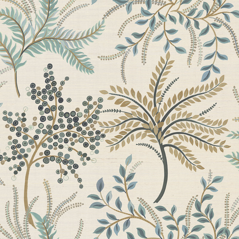 Rouleau de fleurs Ashantee, Beige / Bleu / Brun
