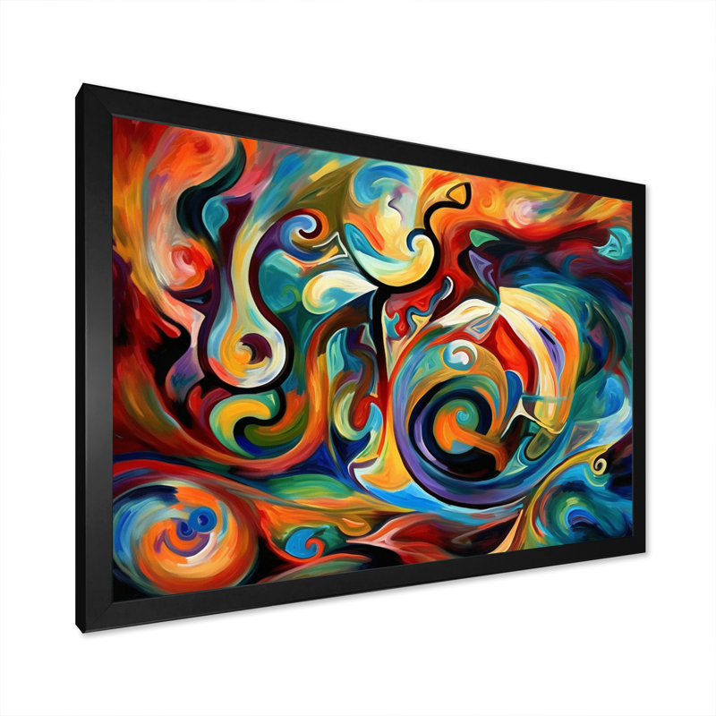 «Exploration de la liquidité abstraite jaune II», reproduction sur toile à l'encre liquide abstraite, Cadre simple noir