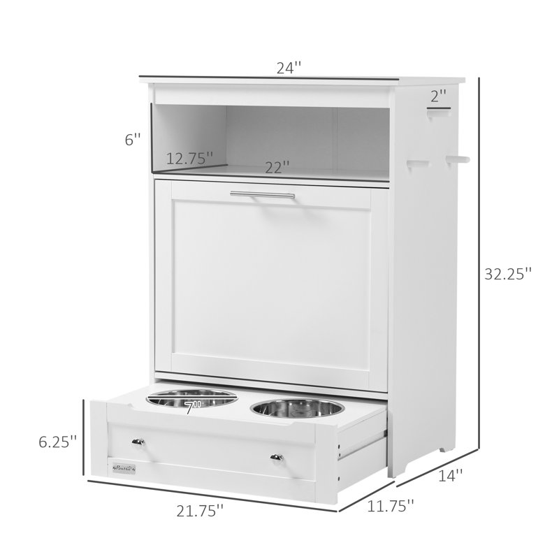 Armoire de rangement avec tiroir coulissant, MDF blanc PawHut