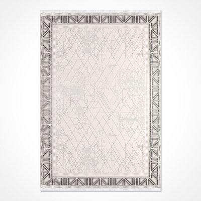 Modern Beige Machine Washable Non-Slip Area Rug
