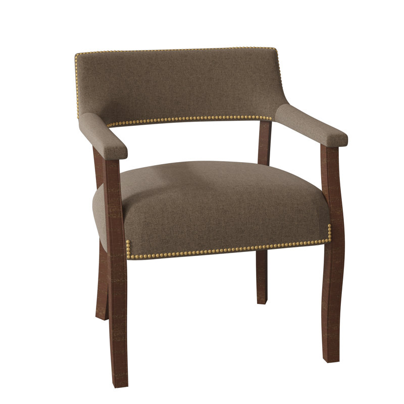 Fauteuil Thayer, 100 % polyester écorce 8789, Noyer, Bronze vieilli