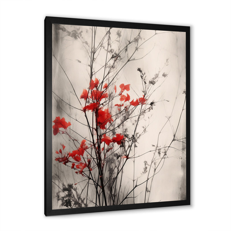 Red Grey Herb Garden II, Black Single Picture Framed, 20" H x 12" W x 1" D