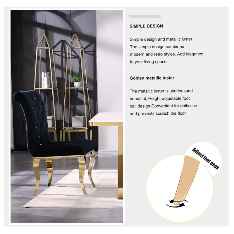 Kinna Dining Chair, Or, Noir