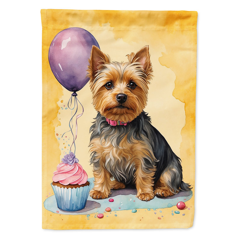 Drapeau «Happy Birthday House», Terrier à poil soyeux