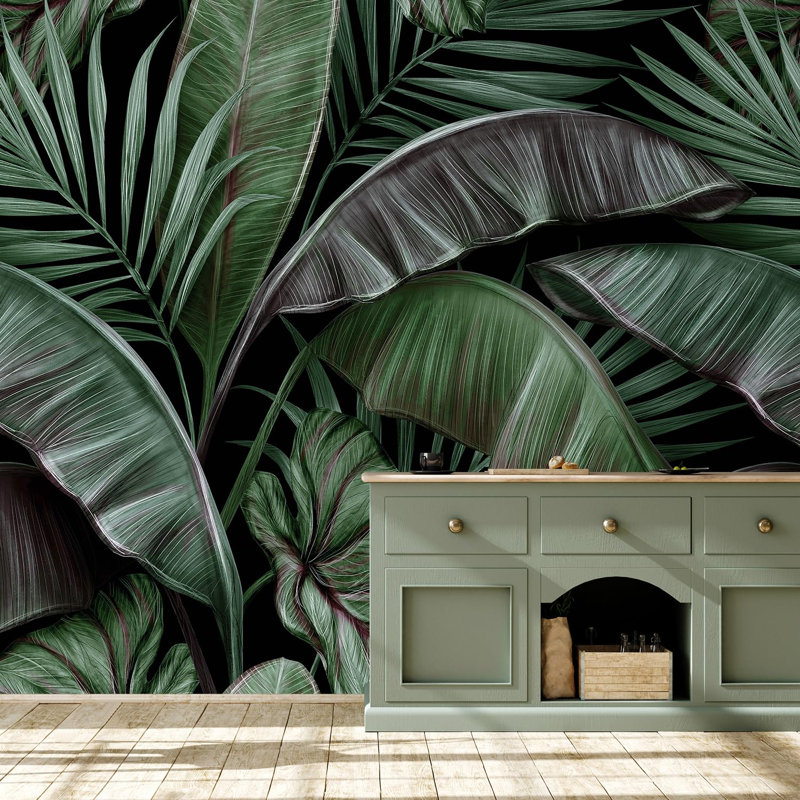 Feuillage tropical luxuriant à feuilles tropicales, L 66 po x l 96 po