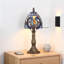 Lampe de table de style Tiffany avec abat-jour en verre teint fait à la main bleu mauve avec éclairage nuageux