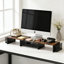 Support de bureau double extensible pour bureau avec tiroir, brun rustique 28 "- 41"