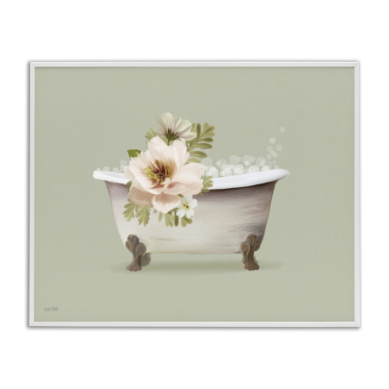  «Soft Blooms Bubble Bath», estampe numérique encadrée par House Fenway, H 11 po x l 14 po, Giclée encadrée blanc bord de mer