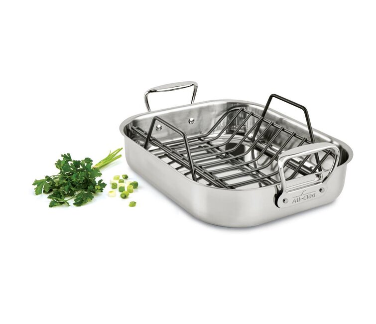 Imperial Home 16 x 12 Stainless Steel Roasting Pan with Steel Rack, Roaster  with Baking Rack, Nonstick Pan, Deep Lasagna Pan, Pans for Cooking, Baking