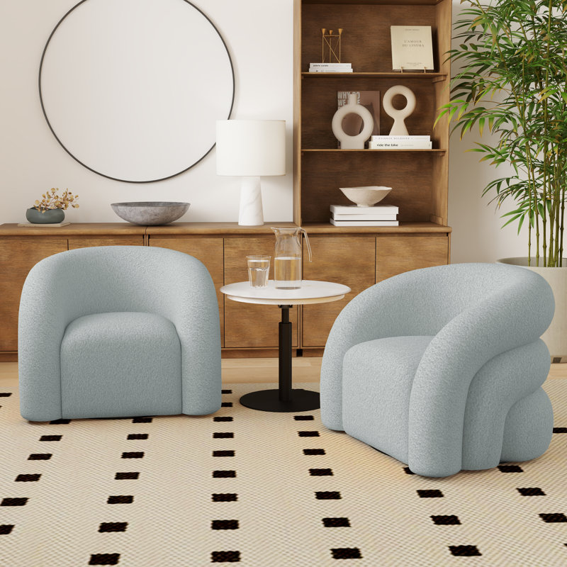 Fauteuil demi-tonneau rembourré et pivotant, Bleu