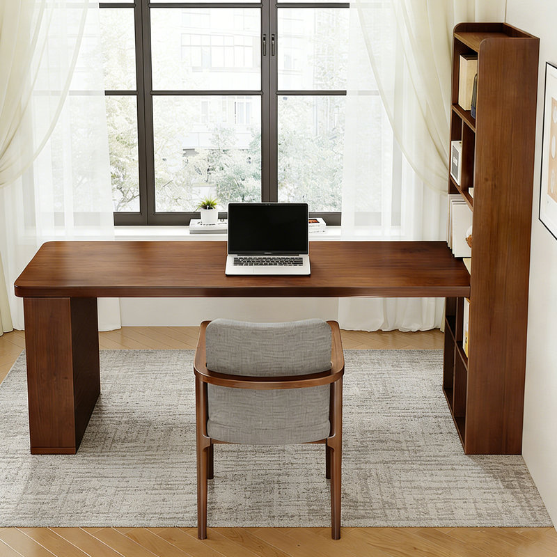 Bureaux modernes en bois massif polyvalent avec bibliothèque, H 70,86 po x l 78,74 po x P 23,62 po