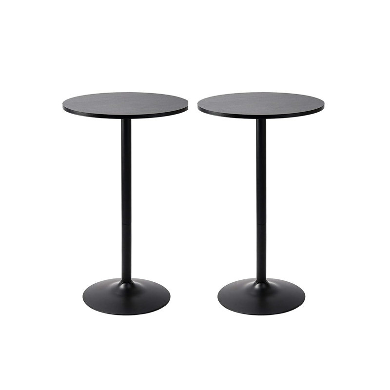 2 Pack Round Bar And Pub Table, Black