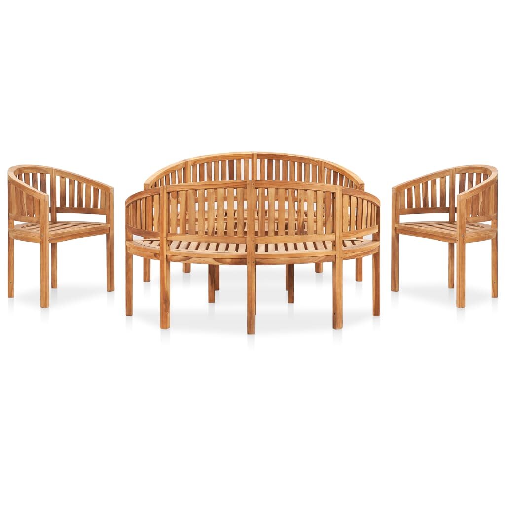 Loon Peak® 5 Piece Banana Patio Lounge Set Solid Teak Wood | Wayfair