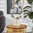 Cecel Metal Circular Stone Abstract Decorative Gray Sculpture with Brown Wooden Base-1156401400