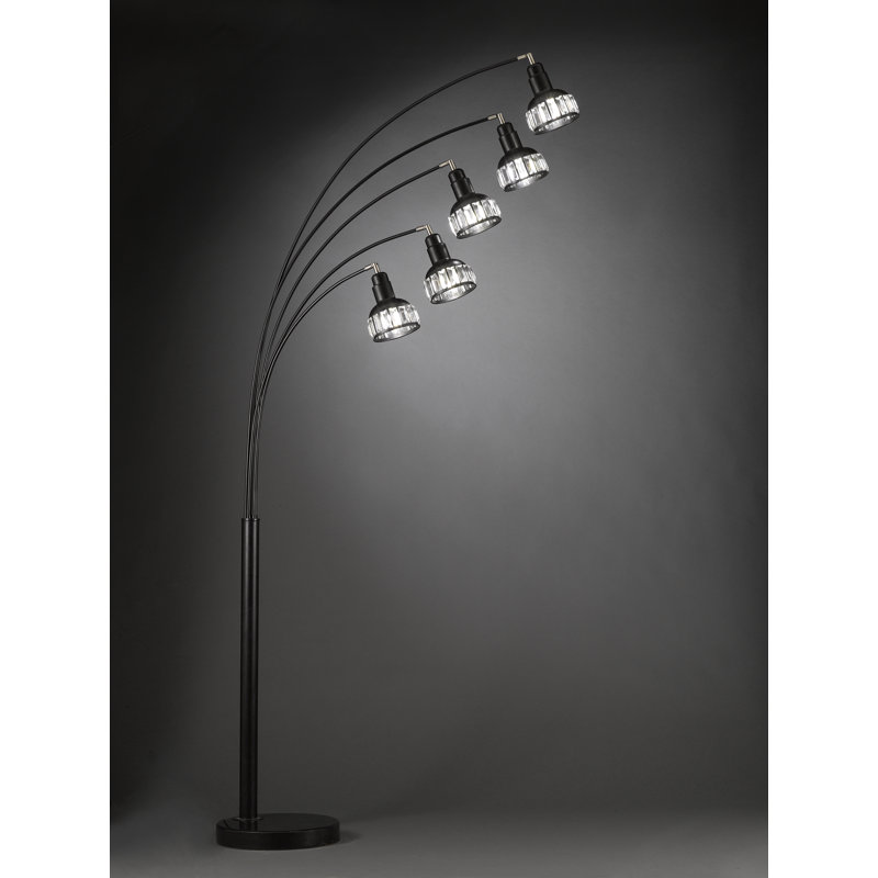 Lampe sur pied arquée 90 po Jorman, Noir mat