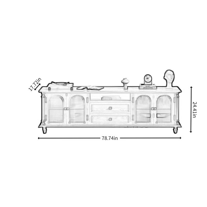 Support média en bois, H 24,41 po x L 78,74 po x l 17,72 po, Brun noyer